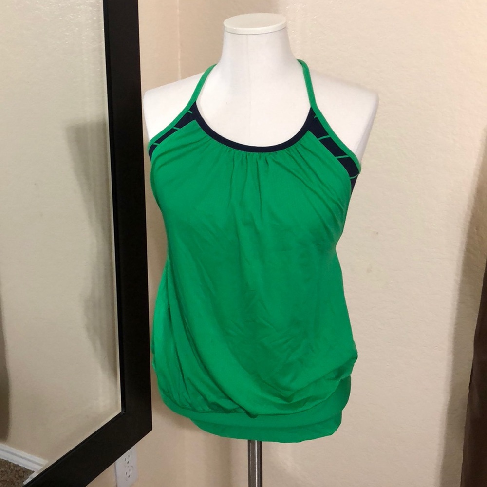 LULULEMON T-SHIRT WITH SPORT BRA GREEN AND BLUE
